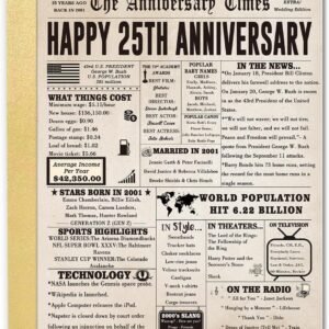 Jumbo 25th Anniversary Card for Husband Wife Couples, Big 25 Year Anniversary Card Gifts for Dad Mom Parents, Romantic Silver Wedding Gifts for Husband Wife