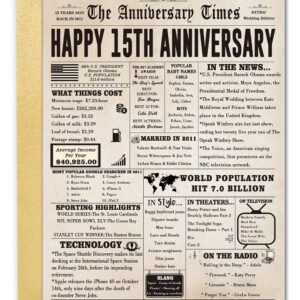 Jumbo 15th Anniversary Card for Women Men, Large 15 Year Wedding Anniversary Decorations for Wife Husband, Crystal Wedding Anniversary Card for Him Her