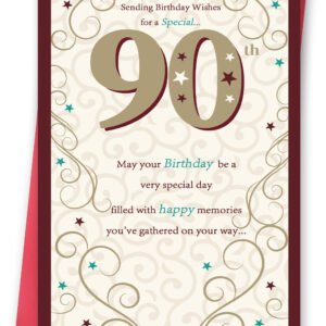 Happy 90th Birthday Card Gifts for Women Men, Unique Bday Greeting Gifts for 90 Year Old Woman Man, Funny 90th Birthday Decoration for Grandpa Grandma Dad Mom