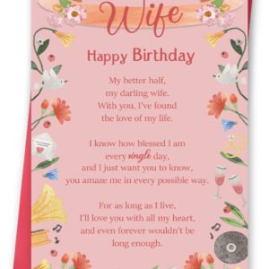 Funny Birthday Card Gifts for Wife, Romantic Wife Birthday Card from Husband, Best Gift for Women Her