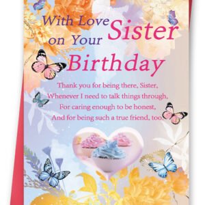 Happy Birthday Card for Sister, Sister Birthday Card Gifts from Brother, Gifts Ideas for Women Her