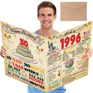 Retro 30th Birthday Card Gifts for Women Men, Big 30th Birthday Decorations for Him Her, Unique Bday Gifts for 30 Year Old Wife Husband