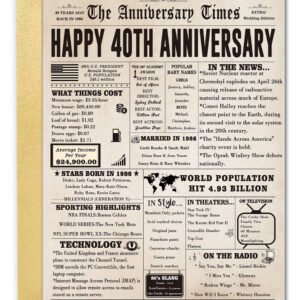 Jumbo 40th Anniversary Cards Gifts for Women Men, Big 40 Year Anniversary Card Gift for Wife Husband, Ruby Wedding Card, Romantic 40th Wedding Anniversary Decorations for Parents