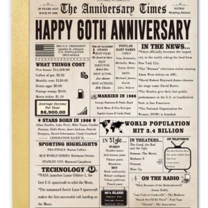 Big 60th Anniversary Card for Women Men, Retro 60 Year Anniversary Card Gift for Couple, Diamond Wedding Decorations for Husband Wife, Vintage 60 Years Marriage Gift for Him Her