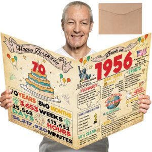 Retro 70th Birthday Card Gifts for Women Men, Large 70th Birthday Decorations for Mom Dad, Unique Gifts for 70 Year Old Woman Man