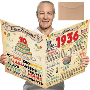 Funny 90th Birthday Card Gifts for Women Men, Retro 90th Birthday Decoration for Mom Dad Grandma Grandpa, Gifts for 90 Year Old Woman Man