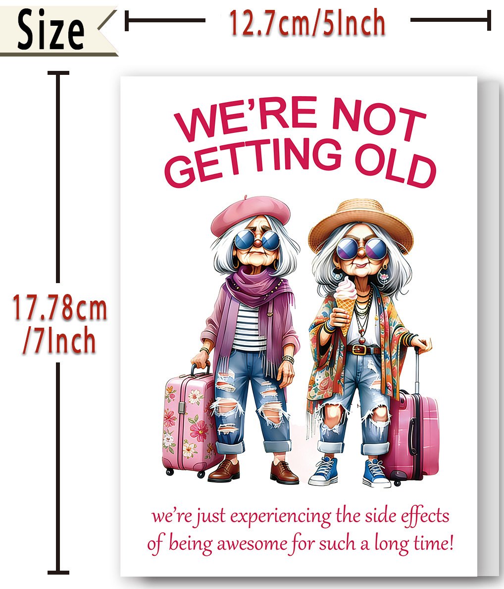 FANCYLUCKY Funny Birthday Card for Women Her, Aging Humor Birthday Gifts for Friend BFF Sister Coworker, Printed Message Inside with Envelope - Image 2
