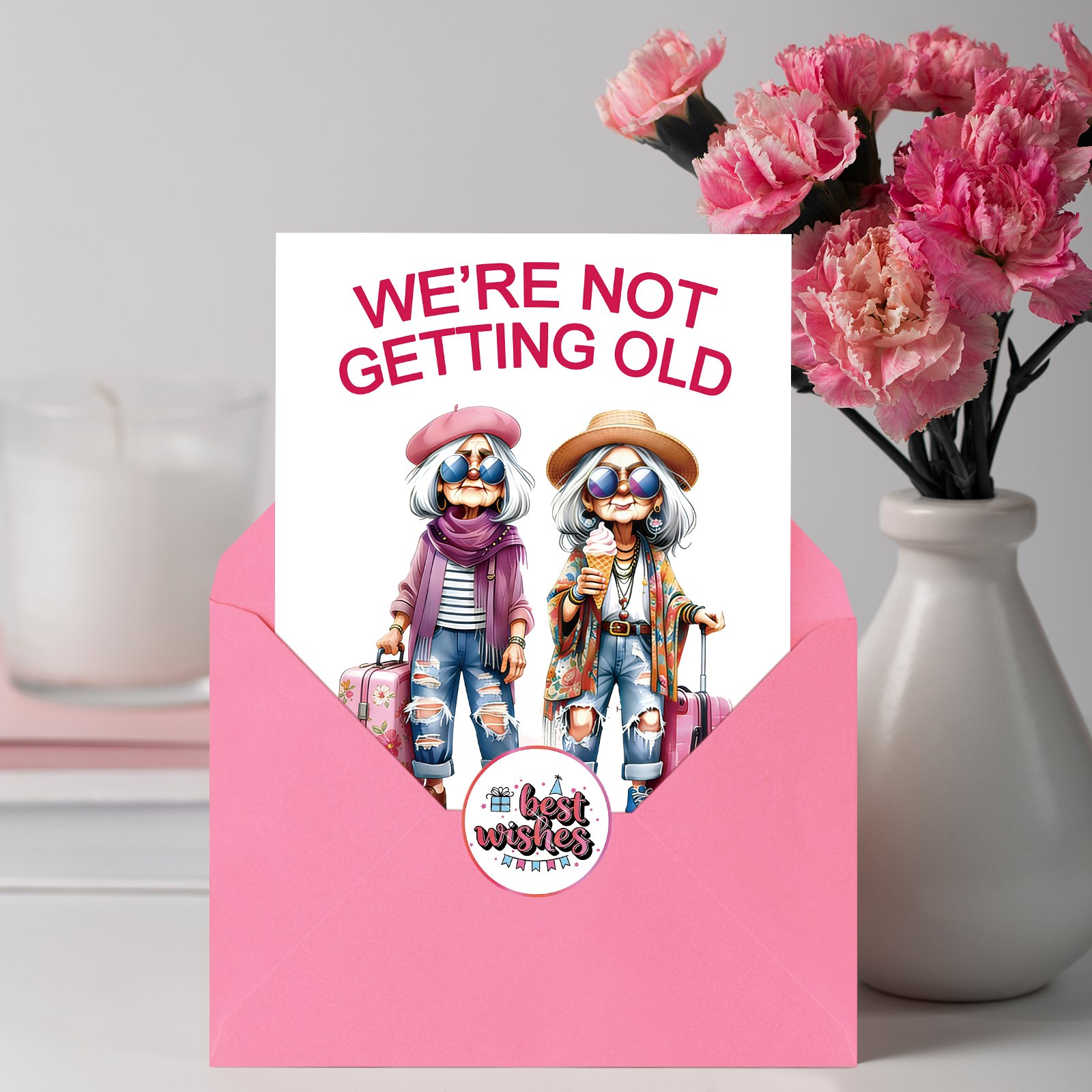 FANCYLUCKY Funny Birthday Card for Women Her, Aging Humor Birthday Gifts for Friend BFF Sister Coworker, Printed Message Inside with Envelope - Image 4