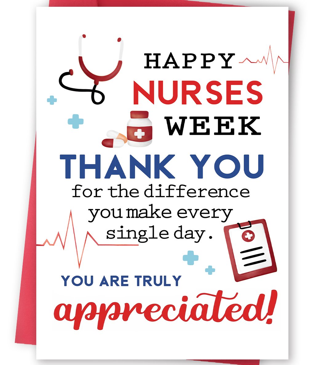 FANCYLUCKY Nurses Week Thank You Card, Nurses Appreciation Gifts for Healthcare Medical Staff, Thank You Gifts for International Nurses Day