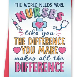 FANCYLUCKY Colorful Nurses Thank You Card, Nurse Appreciation Gift for Women, Nurse Day Thank You Card for Healthcare Medical Staff
