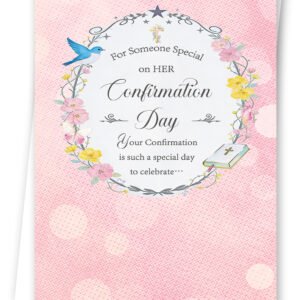 FANCYLUCKY Christian Confirmation Card for Teen Girls, Catholic Confirmation Day Card for Daughter Granddaughter Goddaughter