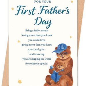 FANCYLUCKY Happy First Fathers Day Gift for New Dad, Funny 1st Father's Day Card for New Dad from Baby Boy Girl, First Time Dad Card