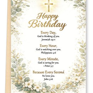 FANCYLUCKY Religious Birthday Card with Bible Verse, Christian Birthday Card for Women Men, Faith Based Birthday Card