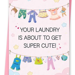 FANCYLUCKY Cute Baby Shower Card for Girl, New Baby Girl Card Gifts for Expecting Mom Parents, Printed Message Inside with Envelope