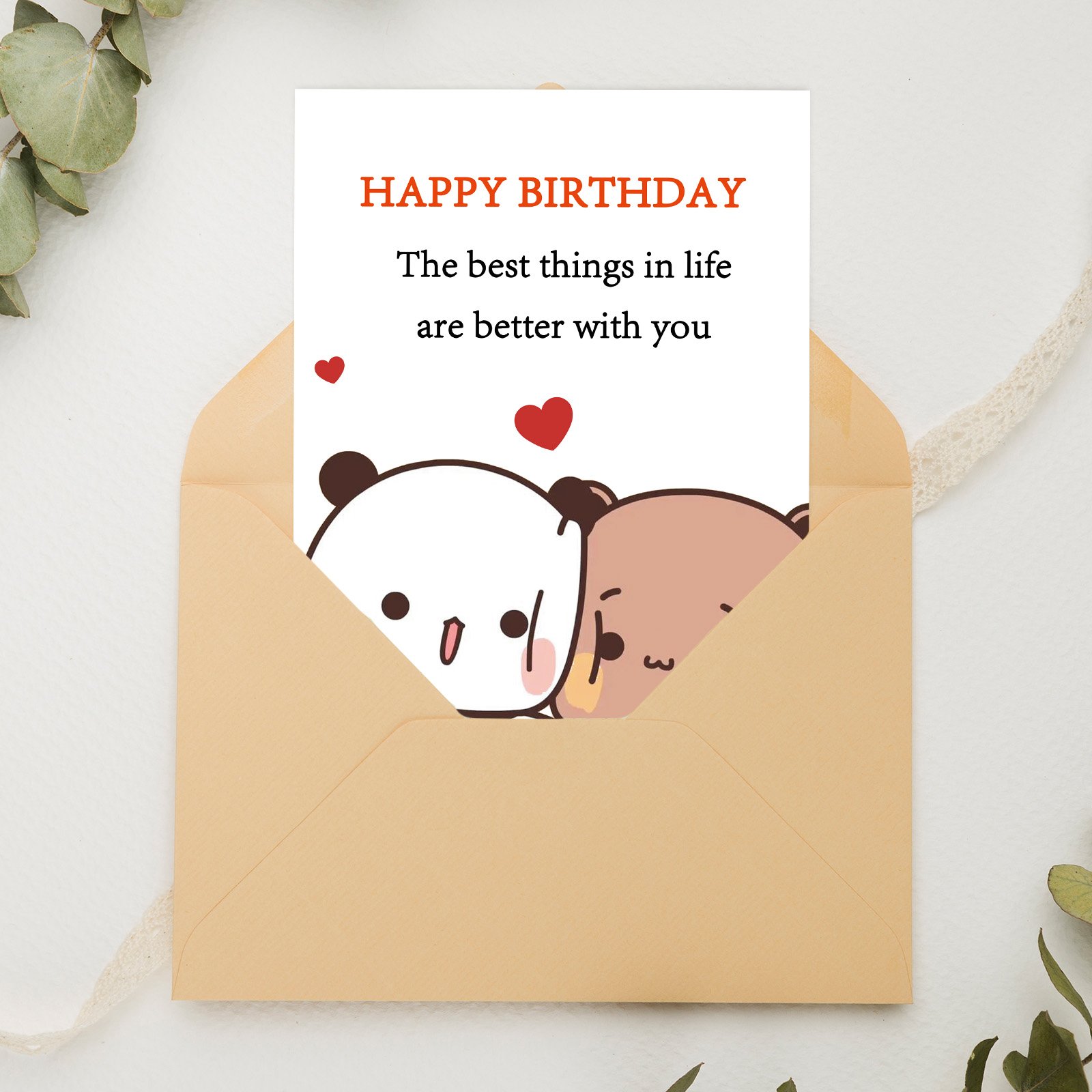 FANCYLUCKY Cute Birthday Card for Women Men, Love Birthday Card Gifts for Girlfriend Boyfriend Wife Husband, Romantic Birthday Card with Bear Design - Image 4