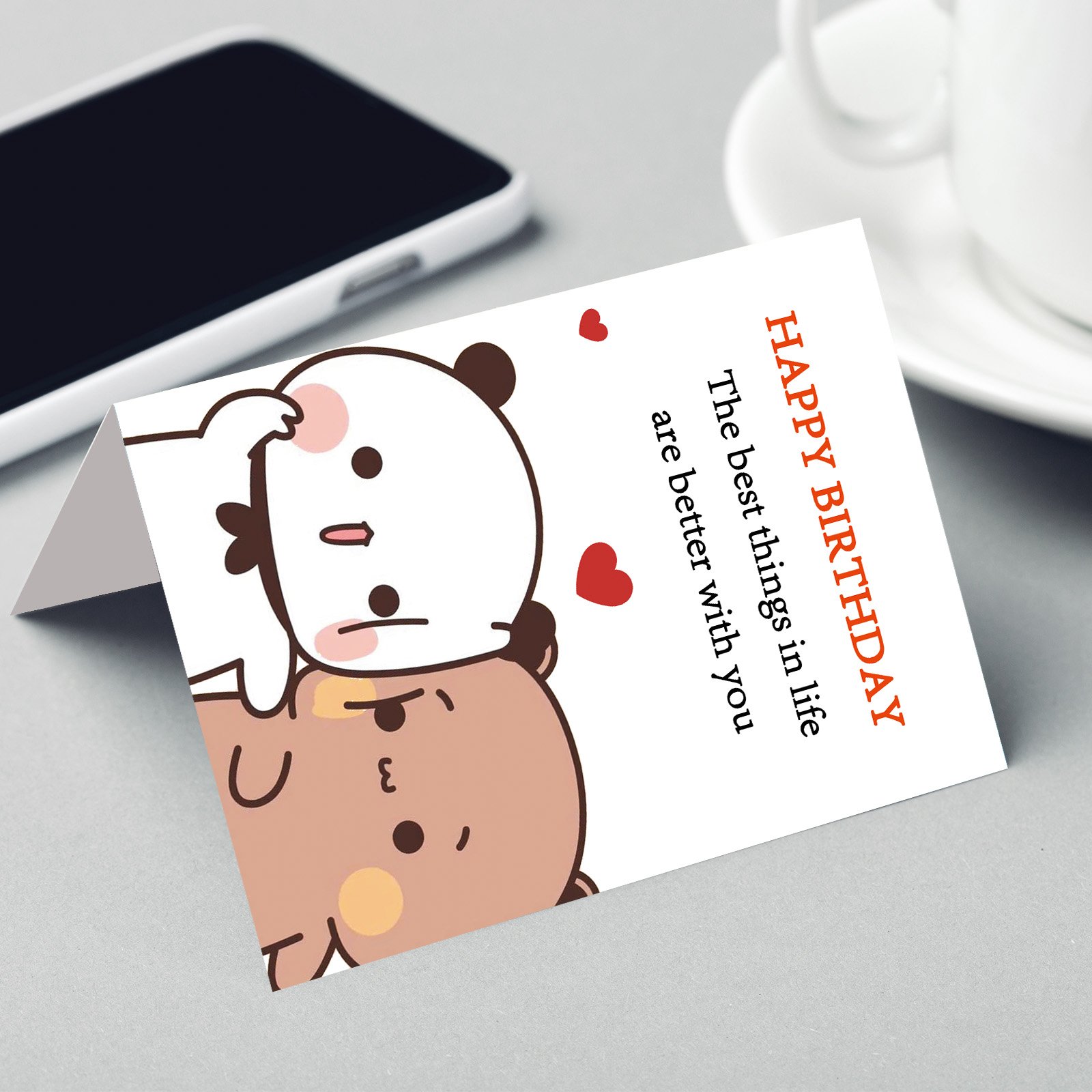 FANCYLUCKY Cute Birthday Card for Women Men, Love Birthday Card Gifts for Girlfriend Boyfriend Wife Husband, Romantic Birthday Card with Bear Design - Image 5