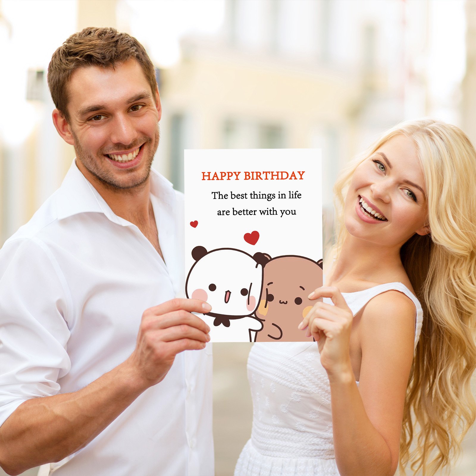 FANCYLUCKY Cute Birthday Card for Women Men, Love Birthday Card Gifts for Girlfriend Boyfriend Wife Husband, Romantic Birthday Card with Bear Design - Image 6