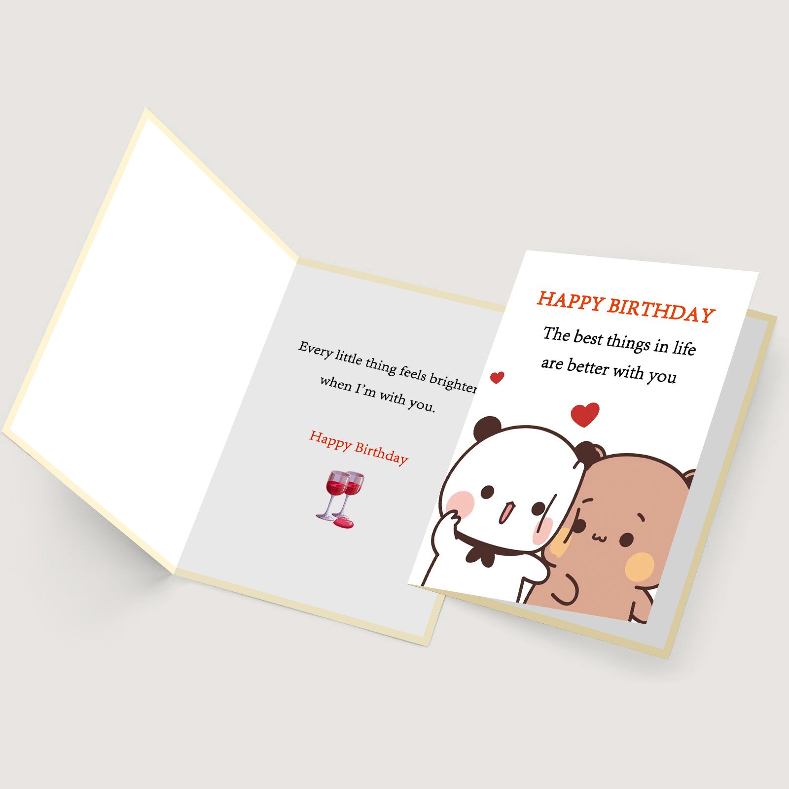 FANCYLUCKY Cute Birthday Card for Women Men, Love Birthday Card Gifts for Girlfriend Boyfriend Wife Husband, Romantic Birthday Card with Bear Design - Image 7
