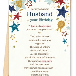 Funny Birthday Card Gifts for Husband from Wife, Happy Birthday Husband Card with Printed Message Inside, Idea for Family Celebration