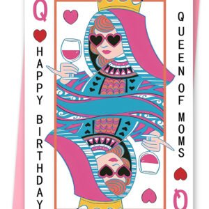 Mom Birthday Card, Funny Birthday Card Gifts for Mom from Daughter Son, Queen of Mothers Birthday Card, Double Sided